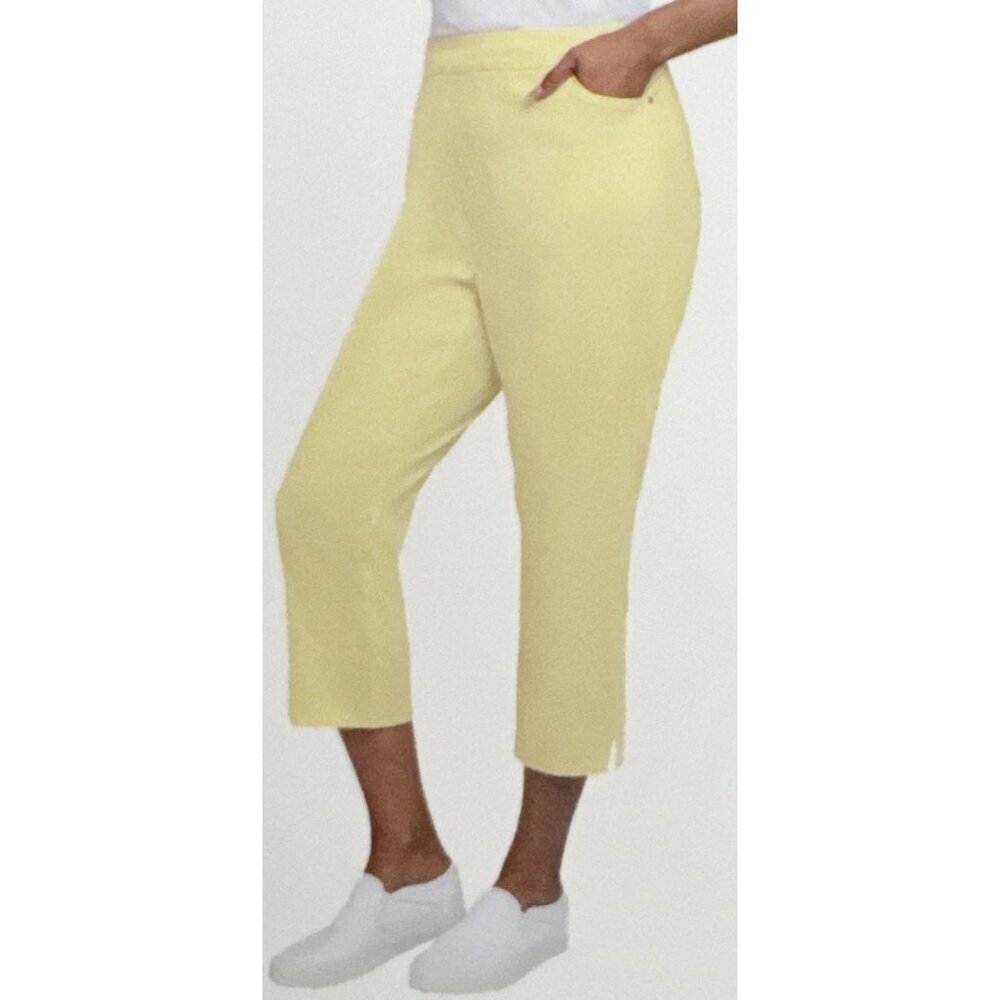Mario Serrani Women's XL Comfort Stretch Capri‎ Pant Yellow Stripe NWT 9311